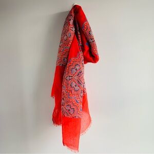 NWT Scarlet & Blue Scarf Wrap Lightweight Paisley Geometric Vibrant Gift Casual